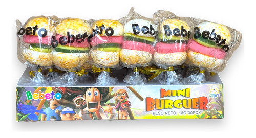 Pirulito Marshmallow Mini Hambúrguer 30 Uni
