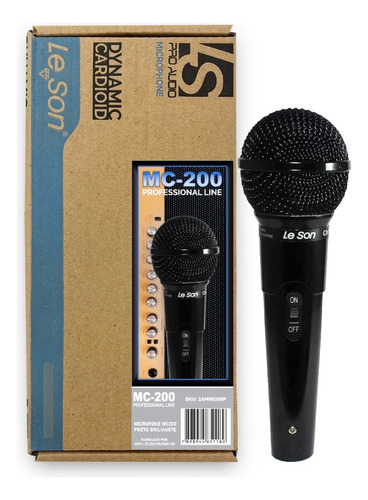 Microfone Leson Mc-200 Dinamico Cardióide Profissional Preto