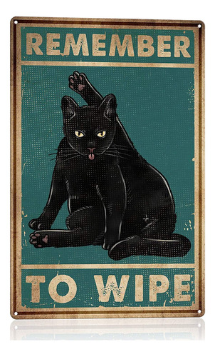Bekugart Divertido Poster De Metal Con Diseno De Gato Negro 