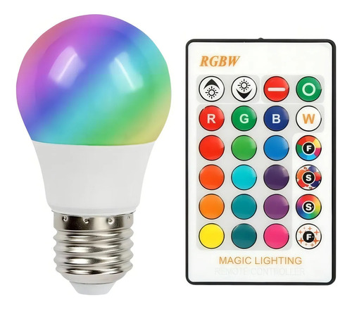 Lampara Led De Colores + Blanco Con Control Remoto 3w Rgb