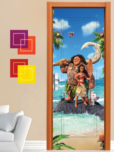 Adesivo Porta Parede Princesa Moana Maui Praia Oferta Unica!