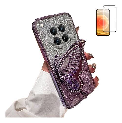 Funda Para Xiaomi Poco C75 14c Mariposa Rosa Flash+mica