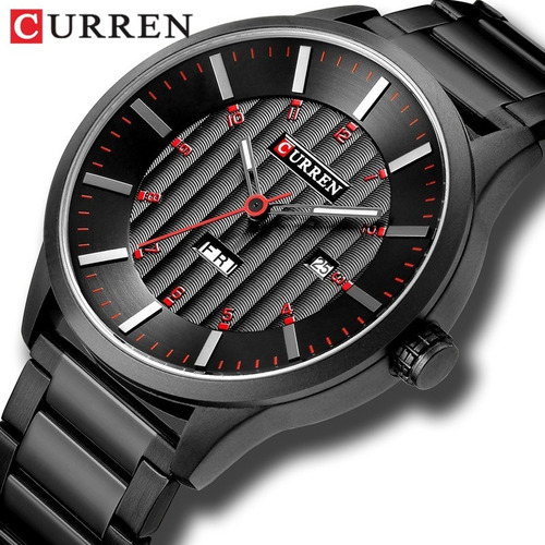 Relojes De Acero Inoxidable Curren Calendar Business Color Del Bisel Negro