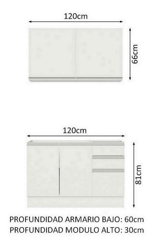 Imagen 3 de 10 de Cocina Integral Madesa Glamy Sin Mesón De Acero Con 120 Cm