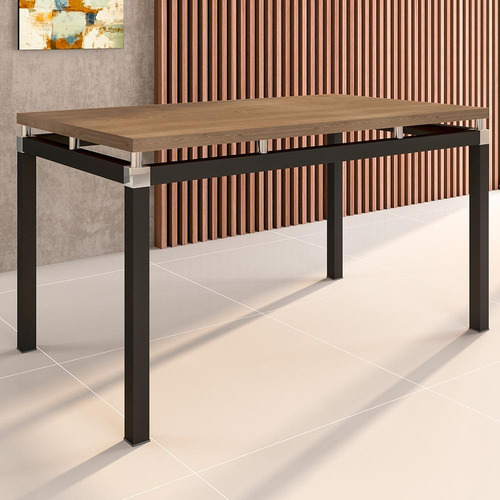 Mesa Malva 136cm Preta/nature Artefamol Cor dos pés Preto