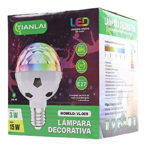 Foco Led Rgb Luces Futbol Balon Fiesta 15w Multicolor E27