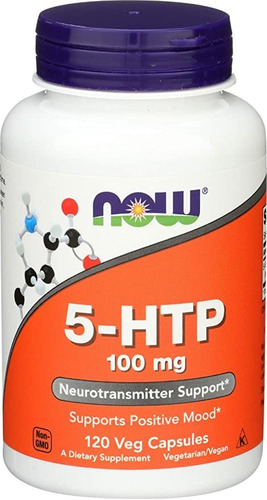 Now Foods, 5-htp 100 Mg, 120 Cápsulas Vegetales, Paquete De