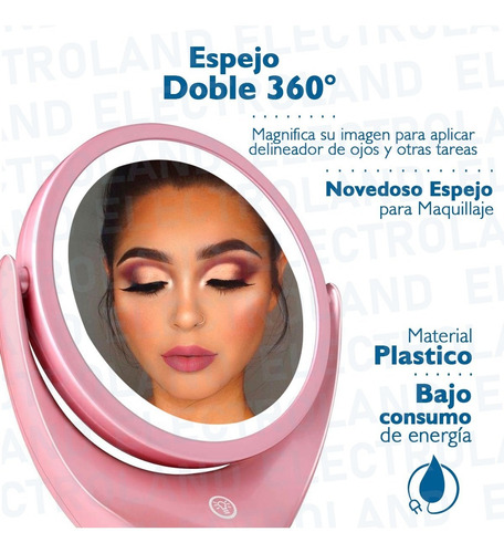 Espejo Doble X5 Luz Led Tactil Maquillaje Carga Usb Touch
