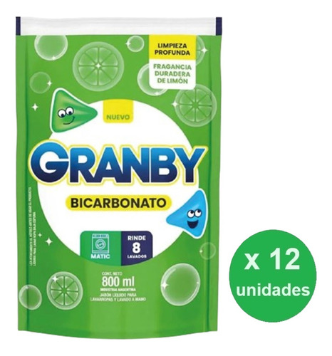 Caja Deterg Ropa Liquido Granby Verde 800ml X12u - Dh Tienda