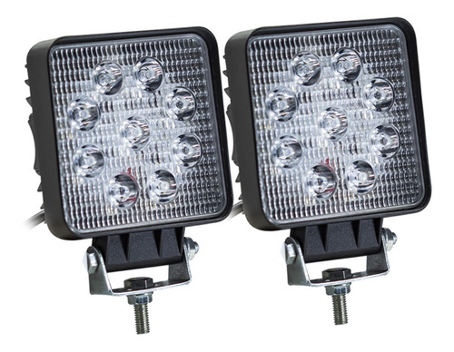 Kit 2 Farol Milha Led 27w 12v/24v Quadrado Jeep Off 