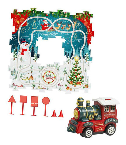 Juego De Rompecabezas De Tren Navideño Con Vías, 25 Piezas