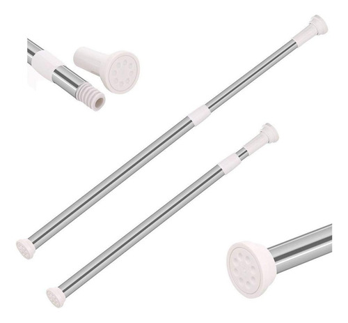 Barral Acero Inoxidable Para Cortina De Baño Tensocable Color Acero inoxidable/Blanco