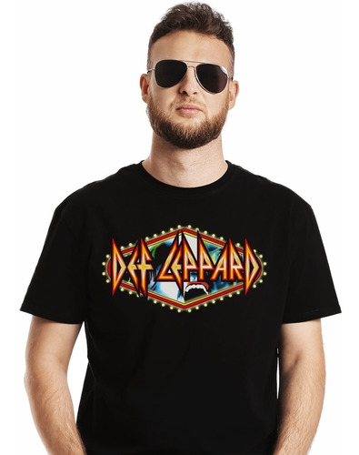 Polera Def Leppard Logo Cartel Hysteria Rock Impresión Direc