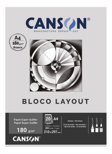 Bloco Layout Tecnico 180g A4 20 Folhas Canson