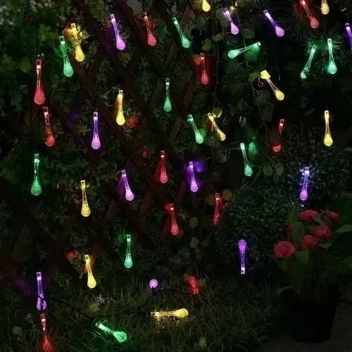Imagen 6 de 9 de Pack 3 Luces Navideñas 30led Gotas Guirnalda Solar