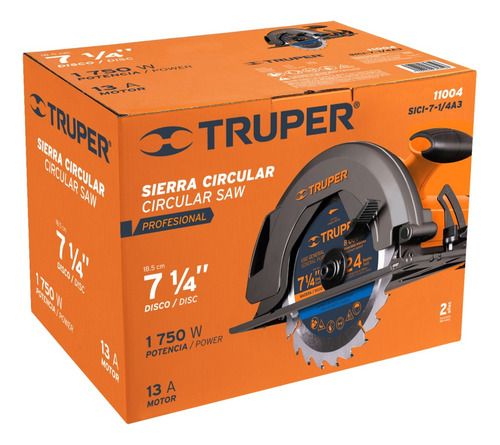 Sierra Circular, 7-1/4', Profesional, 1500 W Truper 11004