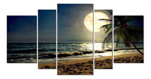 Cuadro Del Mar Y La Luna - Moderno Poliptico Decorativo