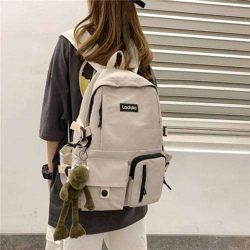 Mochila Escolar Kawaii De Moda, Mochilas Multibolsillo De Gr Cor Blanco