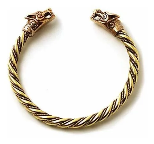 Pulsera Brazalete Nórdico Fenrir Lobo, Joyería Pagana.