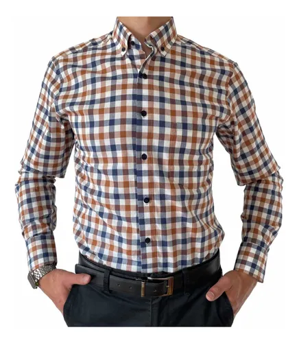 Camisa Cuadros Hombre Slim Fit - As Mostaza - $ 69.900