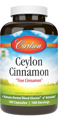 Canela De Ceilán 500 Mg Carlson 180 Cápsulas