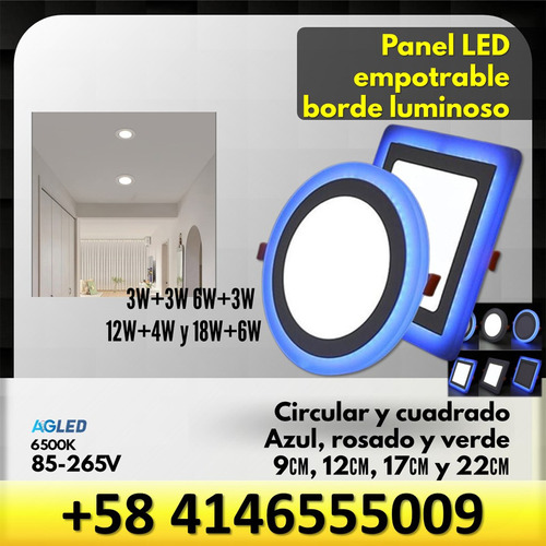 Panel Led Emp Cuad Borde Verde 18w+6w 22cm