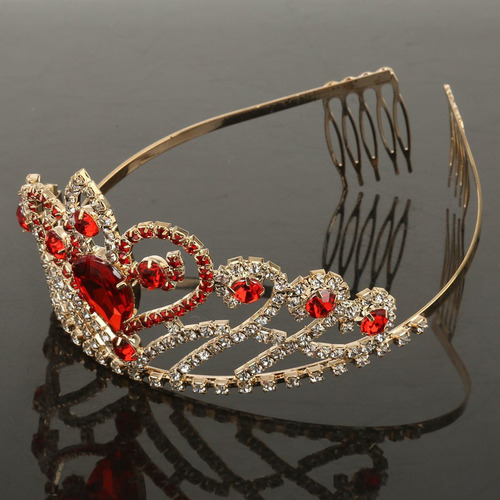 Tiara De Diamantes De Imitación De Cristal Dorado Con Peine