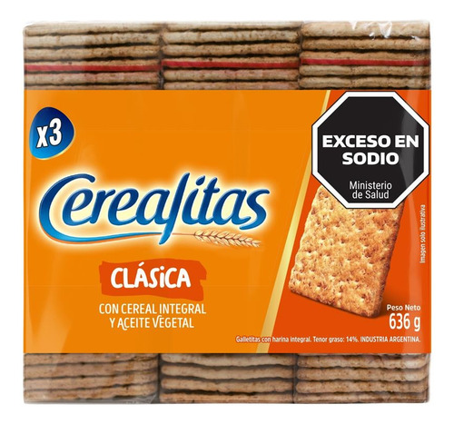 Paquete De Galletitas Cerealistas Clasicas X 3 Unidades 636g