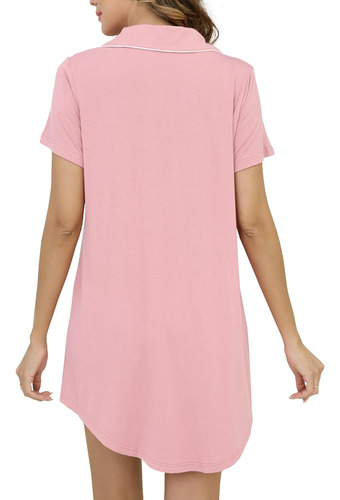 Camisones Para Mujer, Vestido De Pijama Con Botones De Manga