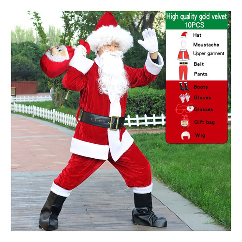 10 Unids/lotes De Disfraz De Santa Claus Para Cosplay, Barba