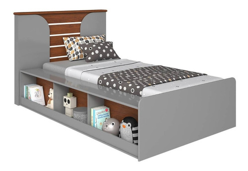 Cama Nido Yumi 1 Plaza Color Gris No Incluye Colchon