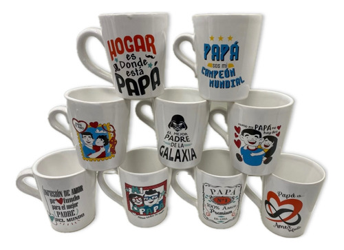 Taza Cerámica Estampada Felíz Día Papá Día Del Padre X6 Unid