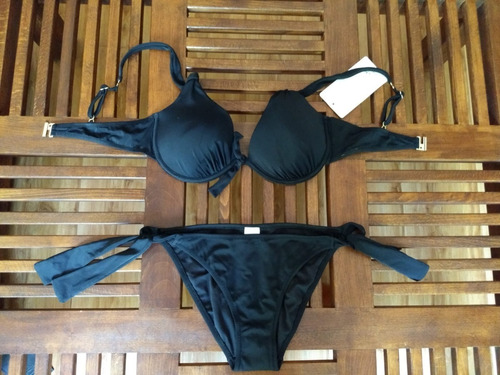 Bikini Negro Importado De Francia Con Push-up, L, Nuevo 