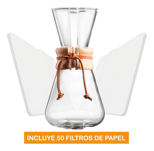 Combo Cafetera Chemex 600ml Filtros De Papel X50 Metodo Cafe