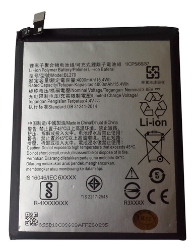 Batería Bl270 Para Motorola G6 Play/ E5, Lenovo K6 Note (Usado)