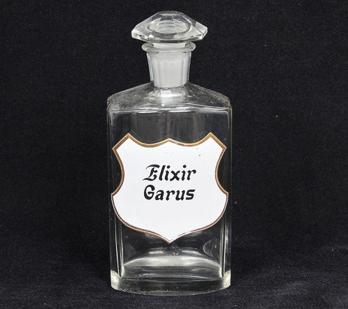 Antiga Garrafa De ''elixir Garus'' (remédio) Med.: 23hx9.08 (Usado)