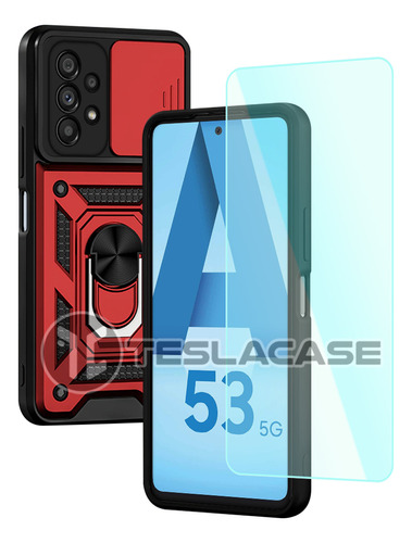 Carcasa Samsung A53 Shockproof Slider Ar Rojo+ Mica Regalo