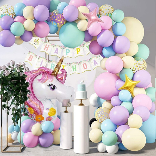 Guirnalda Con Unicornios Globos De Cumpleaños Decoración