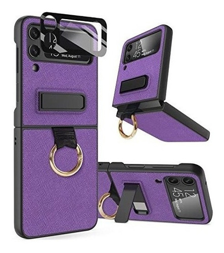 Funda Con Soporte Y Anillo Para Samsung Z Flip 4 Violeta