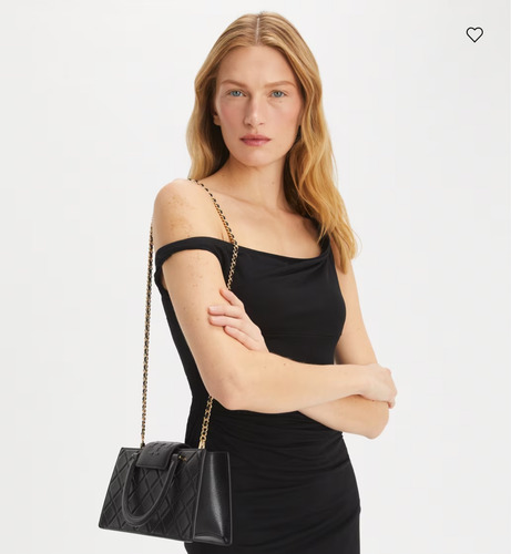 Bolsa Tory Burch 100% Original Tote Fleming East West 164763 Negro Rayas Oro Negro (Usado)
