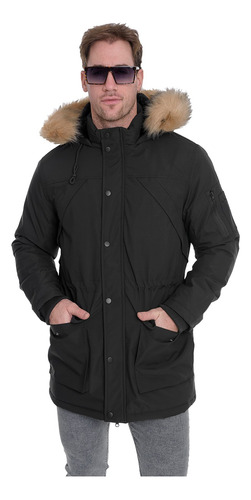 Camperas Hombre Parka Forrada Abrigada Invierno Piel Capucha