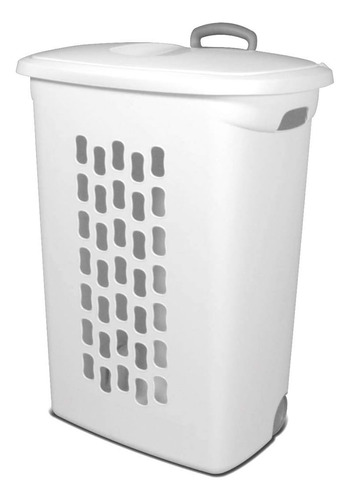 Cesta De Lavandería Con Ruedas Y Tapa, Plástico Blanco, Pack
