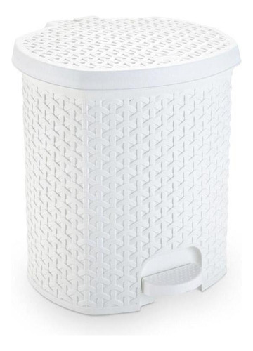Lixeira Nitron Rattan Com Pedal 6 Litro Branca - Plasnorthon