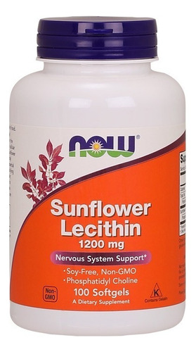 Now Sunflower Lecithin - Lecitina de Girasol - 1200 Mg - Fosfatidilcolina - Sin sabor