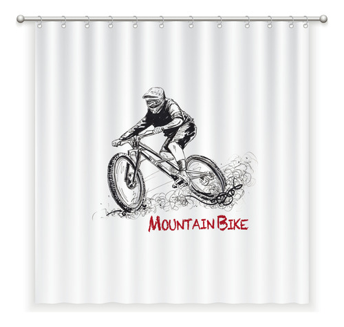 Cortina De Baño Mountain Bike. Ilustrada - 180x180 Cms