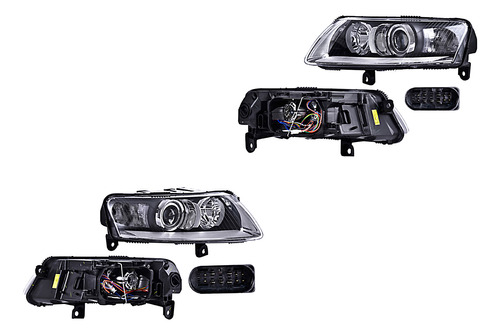 Par Juego Faros Audi A6 2005 - 2009 Nivelador Electrico Qwe