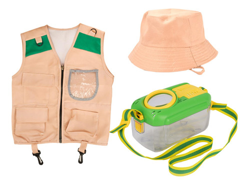 3x Kids Explorer Costume Vest Hat Para Niños Paleontólogo