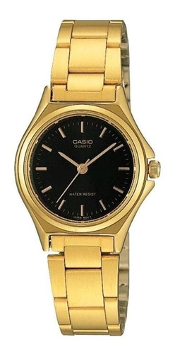 Reloj Casio Ltp-1130n-1a Para Dama Dorado Negro