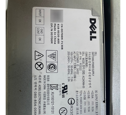 Fuente De Poder Dell Optiplex 3040, 5040, 7040 Sff 240 W (Reacondicionado)