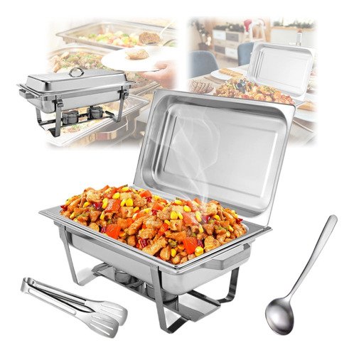 Rechaud Retangular 11 Litros Buffet Inox 1cubas,2banho Maria